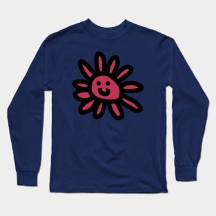 Daisy Flower Smiley Face Graphic Viva Magenta Long Sleeve T-Shirt